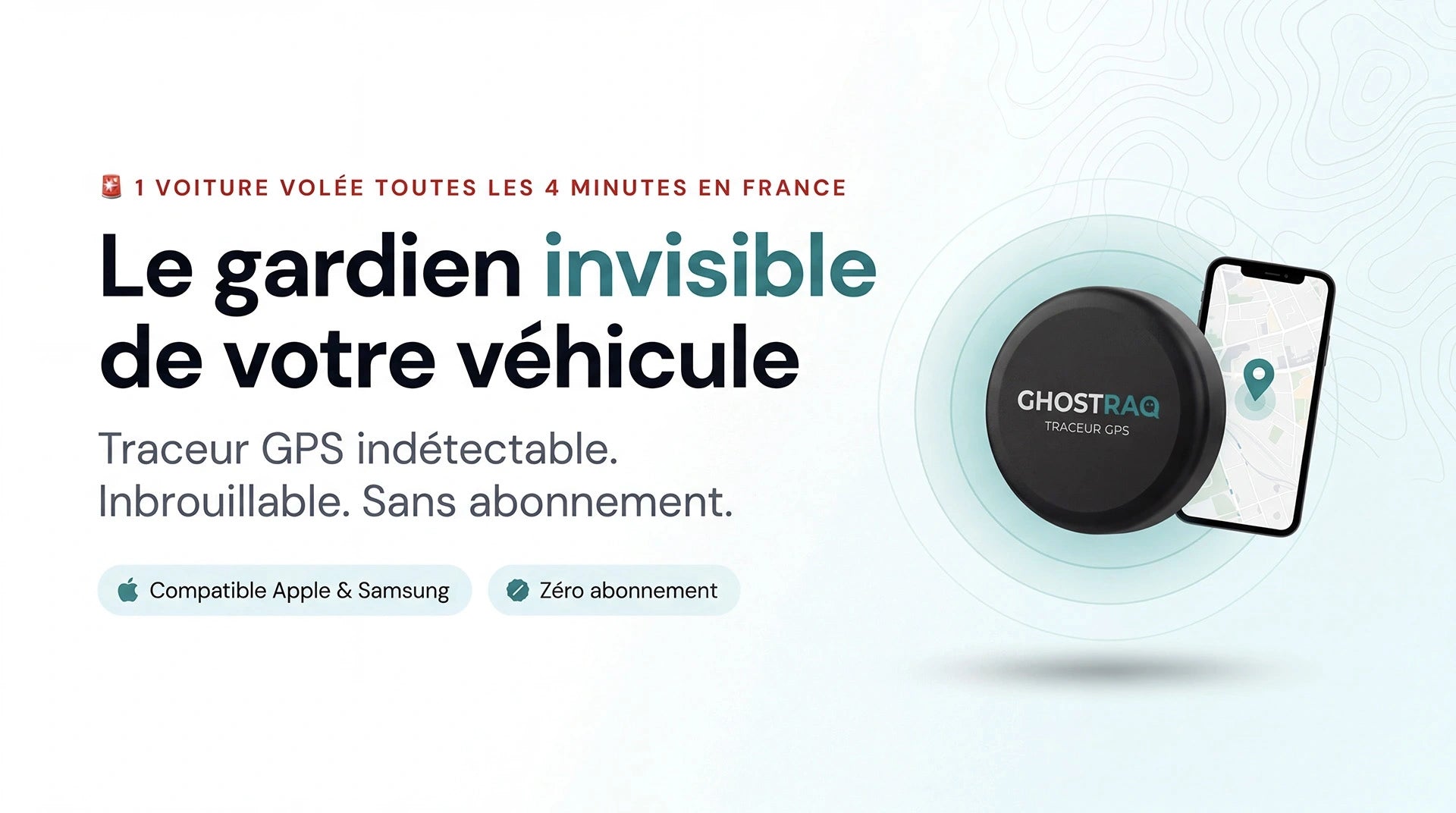 Ghostraq traceur GPS invisible fix� sous un v�hicule - vue de nuit