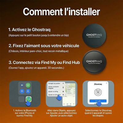 Ghostraq traceur GPS compatible Apple et Android